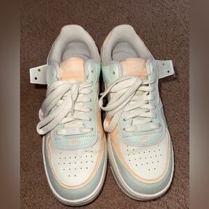 Nike Air Force 1 Mint and Peach Sneakers